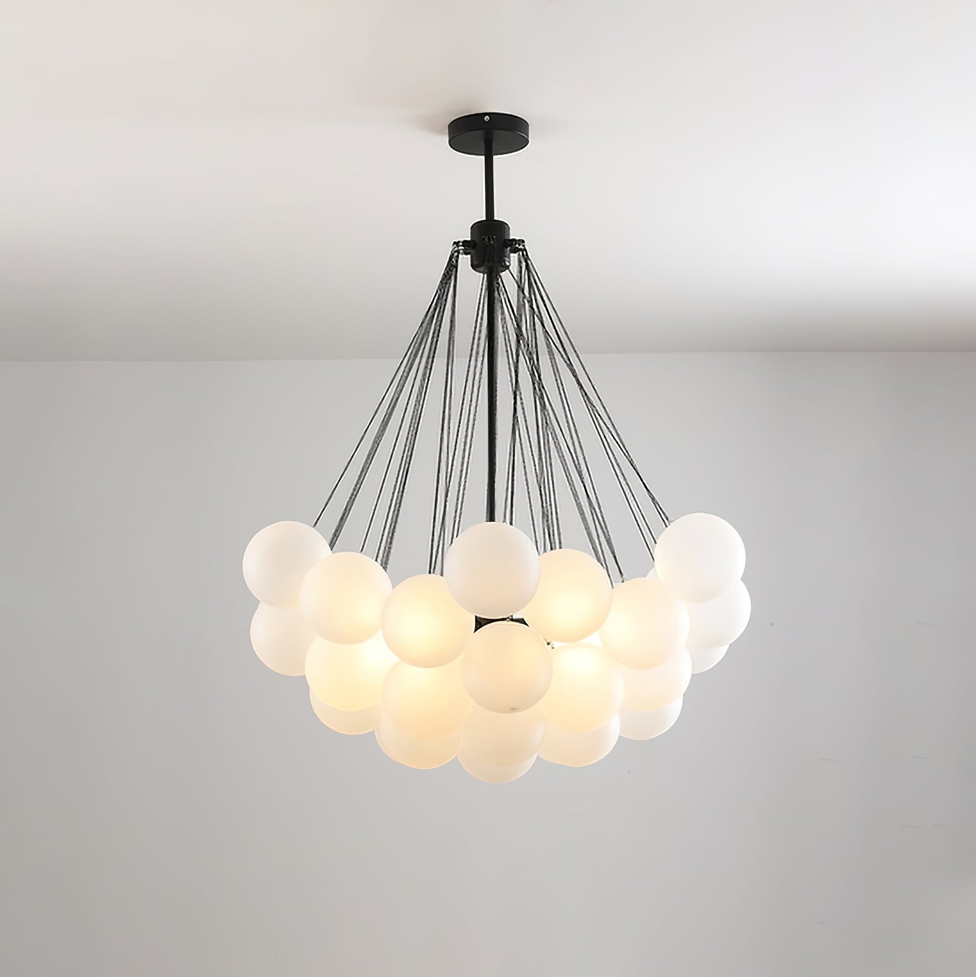 LED Bubble Chandelier Light Fixture - Modern Round Pendant for Dining Room & Living Room Decor