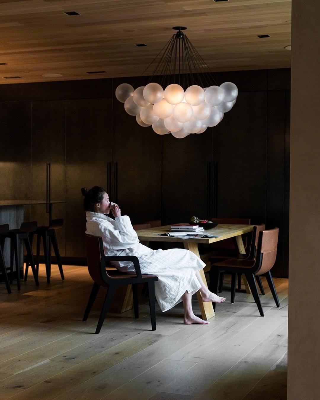 LED Bubble Chandelier Light Fixture - Modern Round Pendant for Dining Room & Living Room Decor