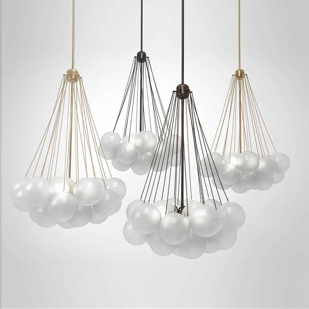 LED Bubble Chandelier Light Fixture - Modern Round Pendant for Dining Room & Living Room Decor