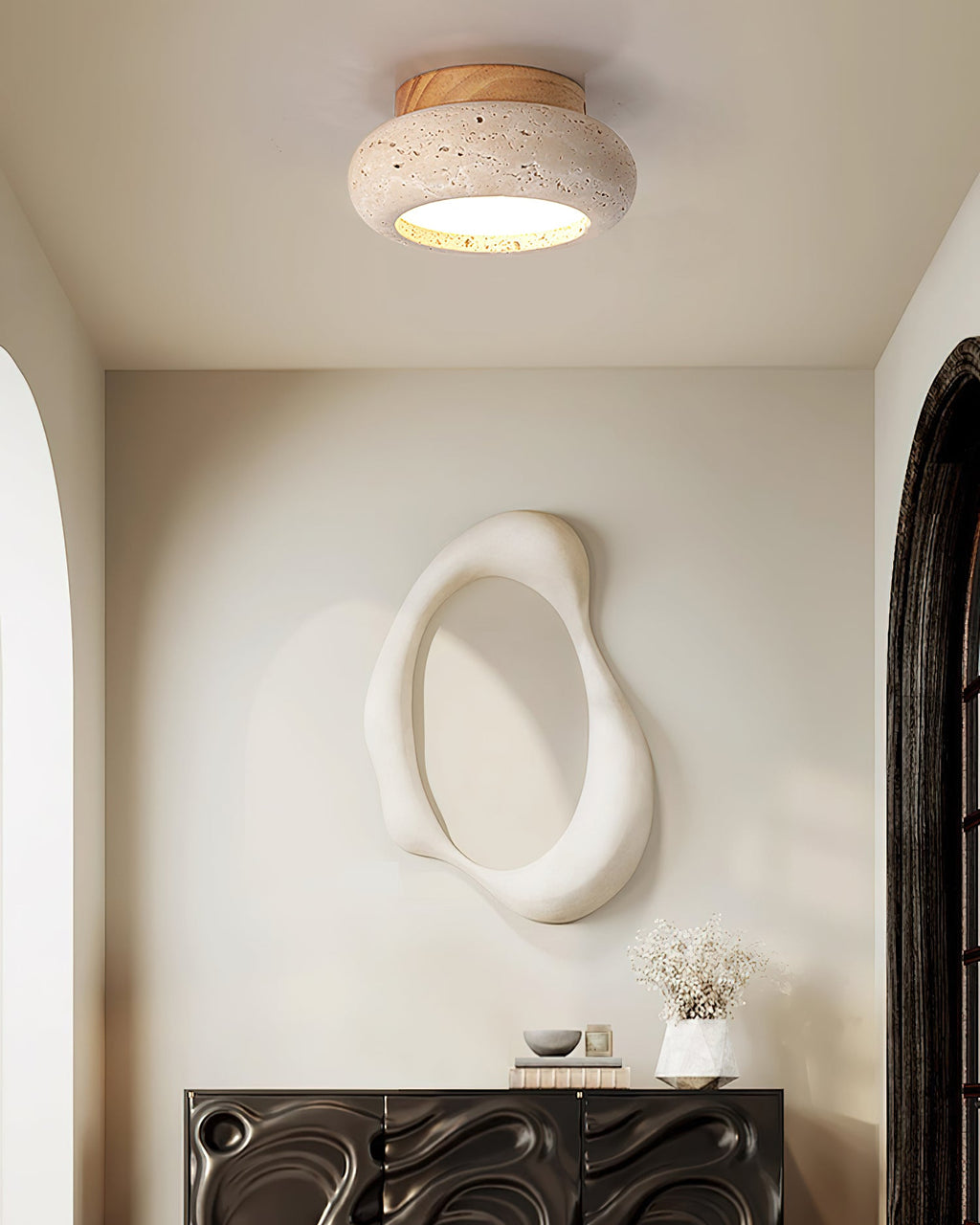 LED Flush Mount Ceiling Light - Modern White Fixture for Living Room & Kitchen Lighting