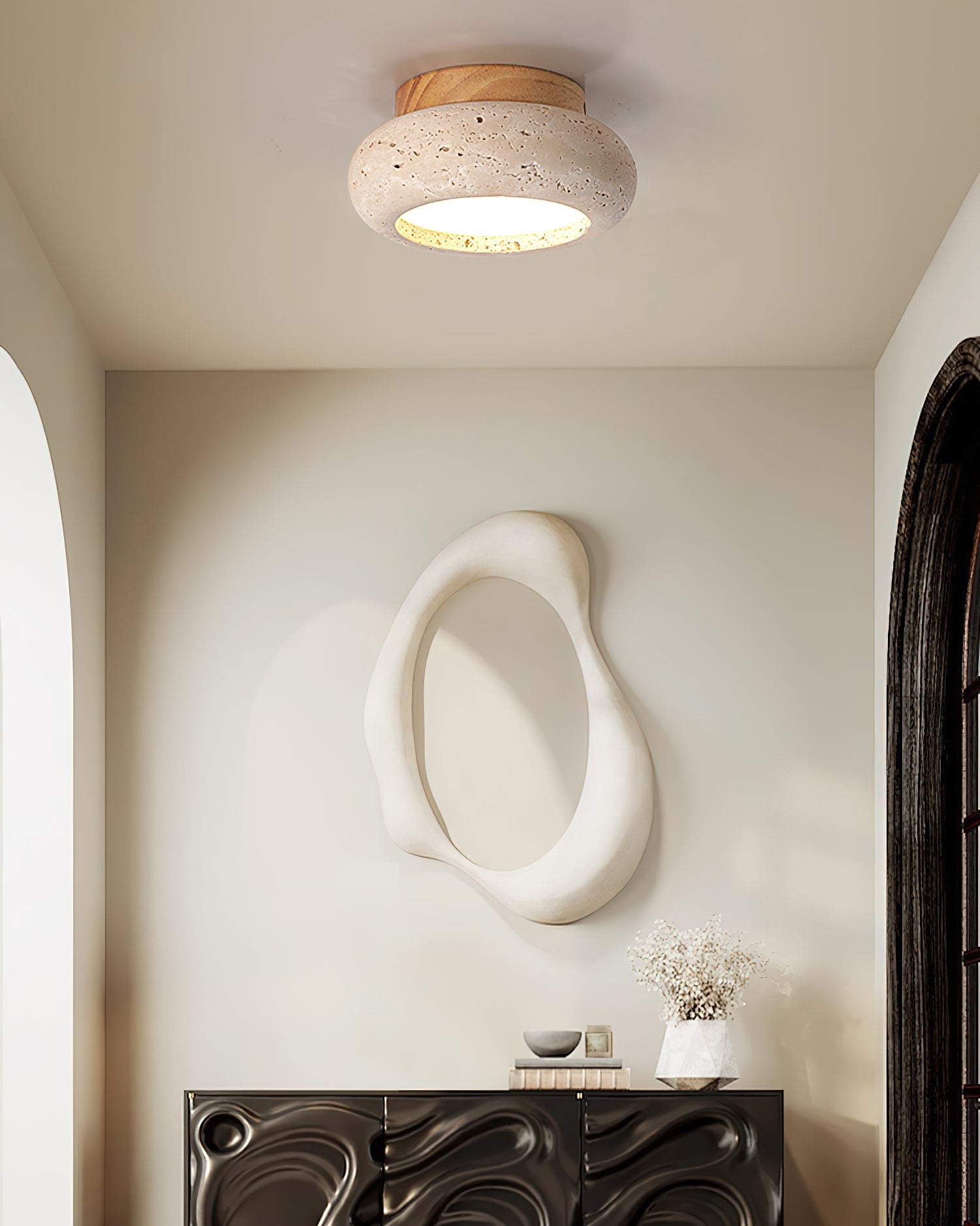 LED Flush Mount Ceiling Light - Modern White Fixture for Living Room & Kitchen Lighting