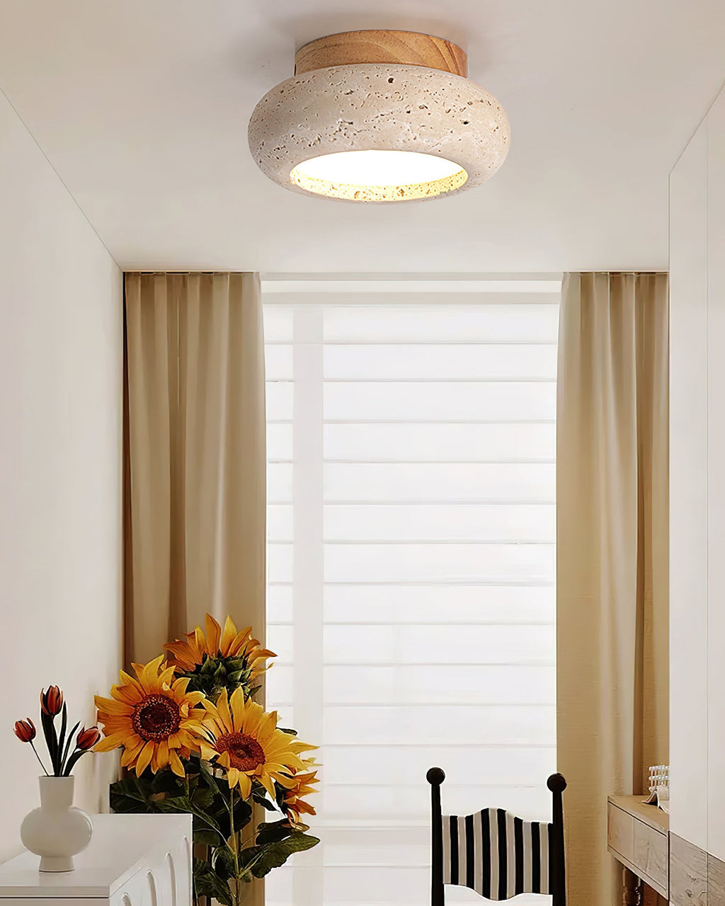 LED Flush Mount Ceiling Light - Modern White Fixture for Living Room & Kitchen Lighting