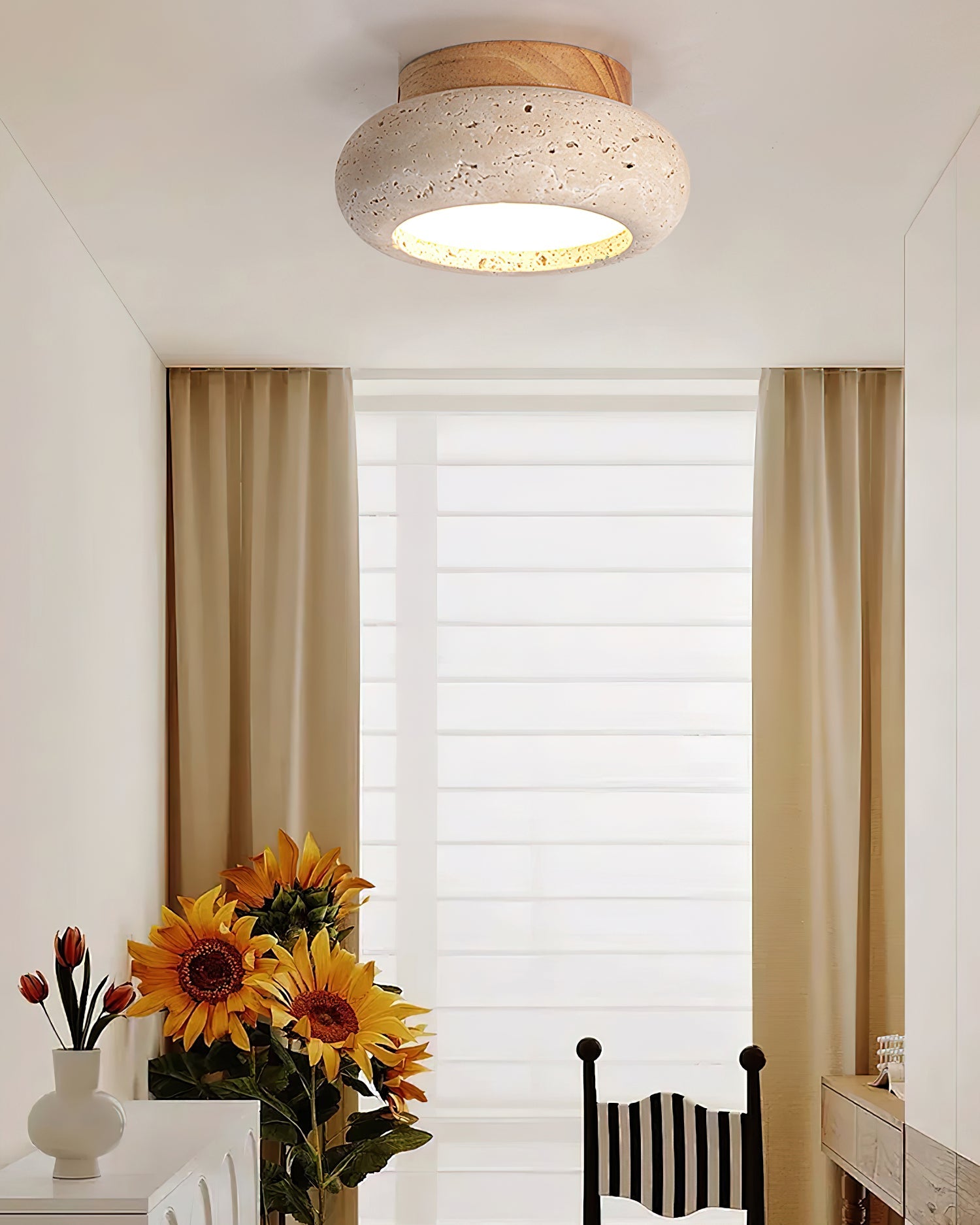LED Flush Mount Ceiling Light - Modern White Fixture for Living Room & Kitchen Lighting