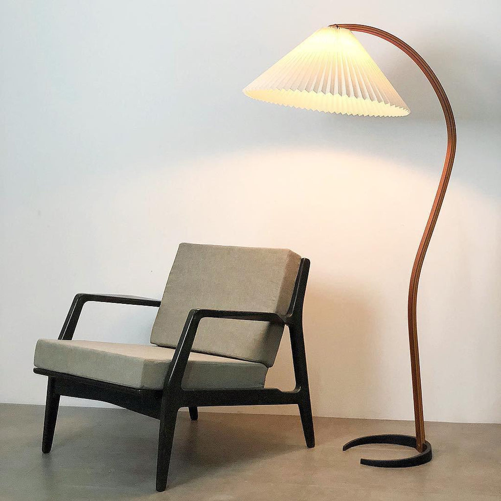 Scandinavian Floor Lamp | Beech Wood & Linen Shade in White, Beige, or Coffee for Modern Indoor Spaces