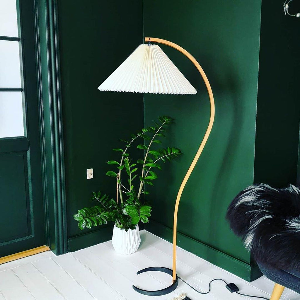 Scandinavian Floor Lamp | Beech Wood & Linen Shade in White, Beige, or Coffee for Modern Indoor Spaces