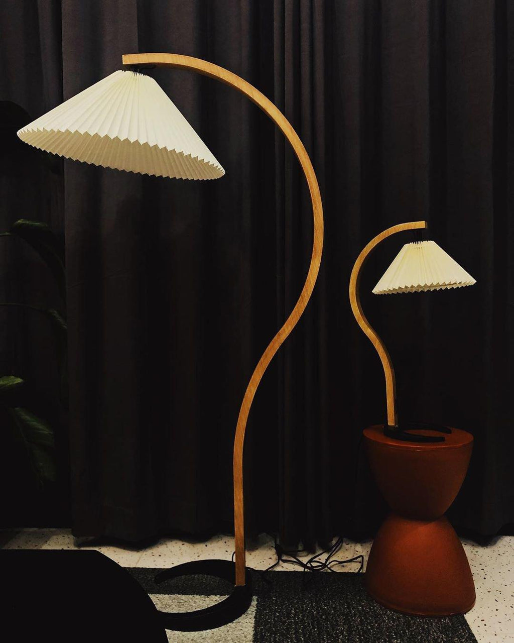 Scandinavian Floor Lamp | Beech Wood & Linen Shade in White, Beige, or Coffee for Modern Indoor Spaces