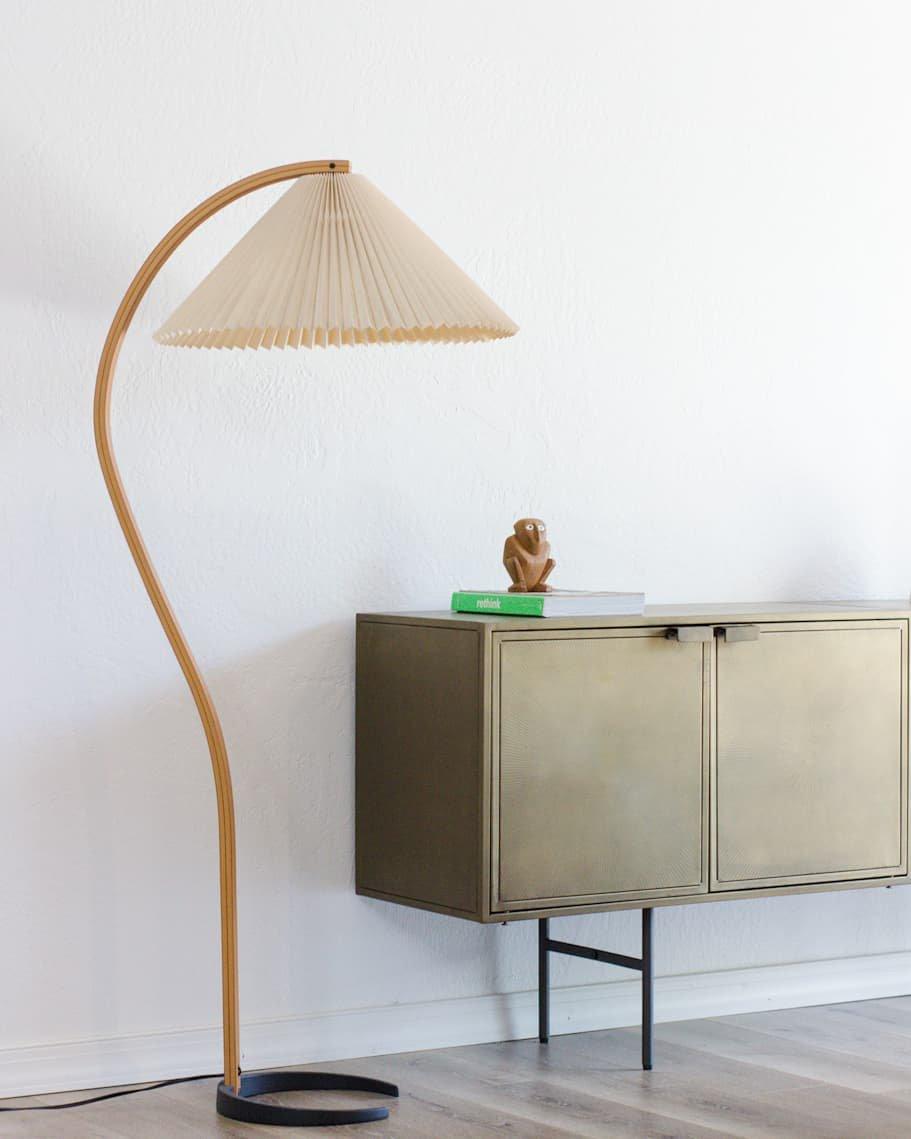Scandinavian Floor Lamp | Beech Wood & Linen Shade in White, Beige, or Coffee for Modern Indoor Spaces