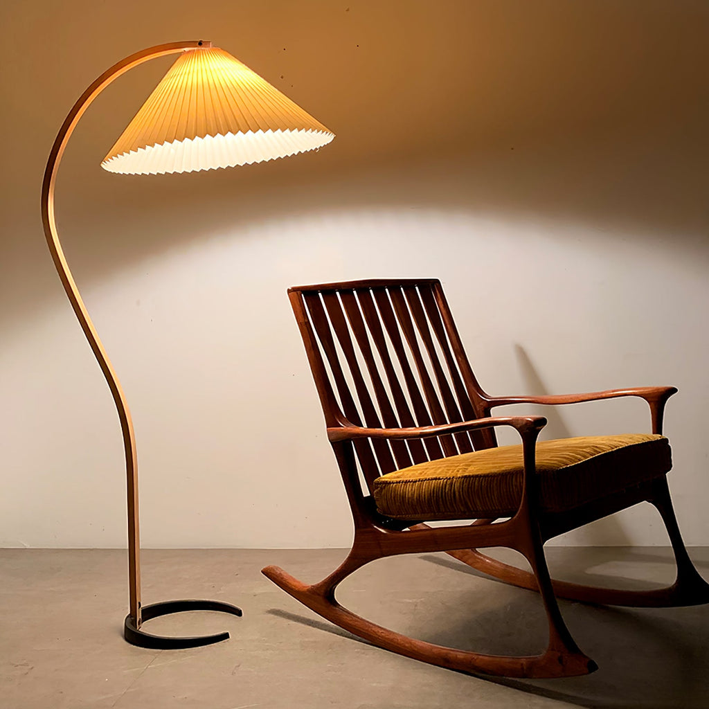 Scandinavian Floor Lamp | Beech Wood & Linen Shade in White, Beige, or Coffee for Modern Indoor Spaces