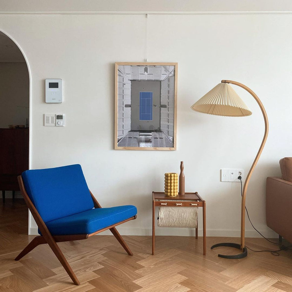 Scandinavian Floor Lamp | Beech Wood & Linen Shade in White, Beige, or Coffee for Modern Indoor Spaces