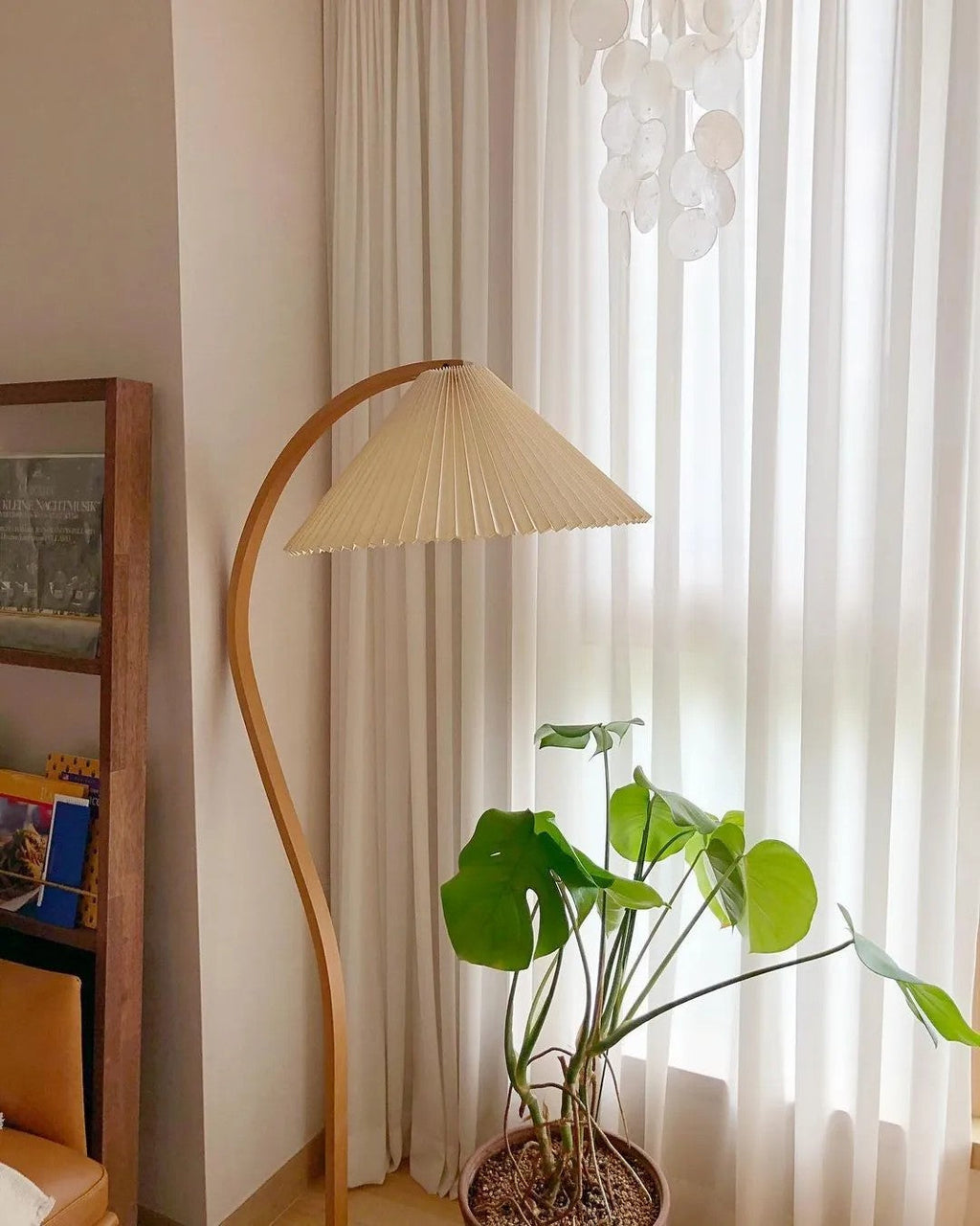 Scandinavian Floor Lamp | Beech Wood & Linen Shade in White, Beige, or Coffee for Modern Indoor Spaces