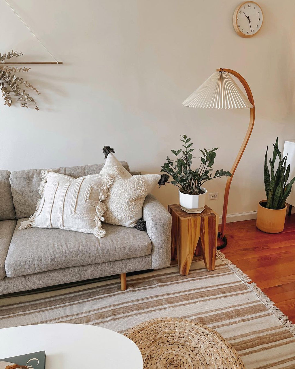 Scandinavian Floor Lamp | Beech Wood & Linen Shade in White, Beige, or Coffee for Modern Indoor Spaces