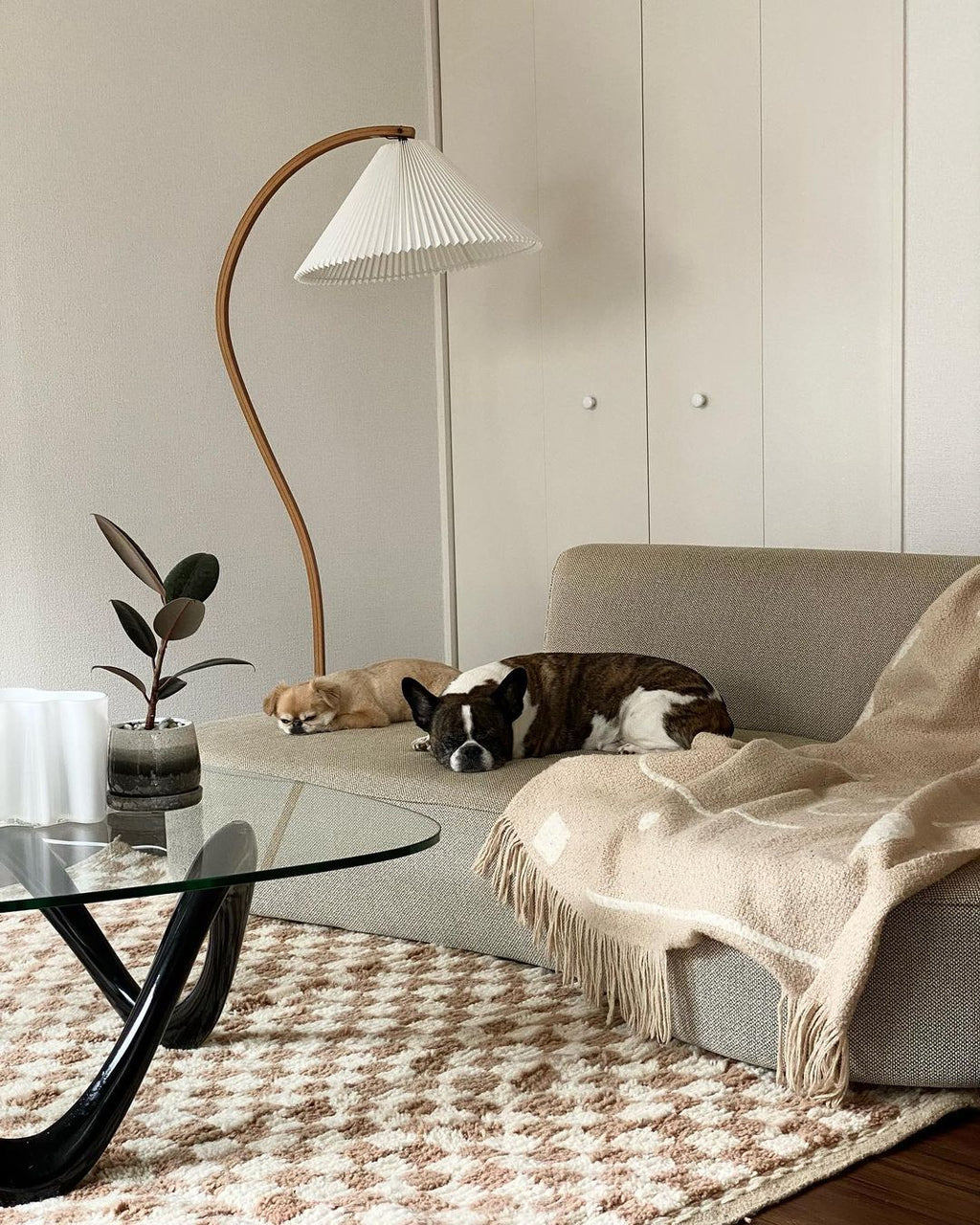 Scandinavian Floor Lamp | Beech Wood & Linen Shade in White, Beige, or Coffee for Modern Indoor Spaces