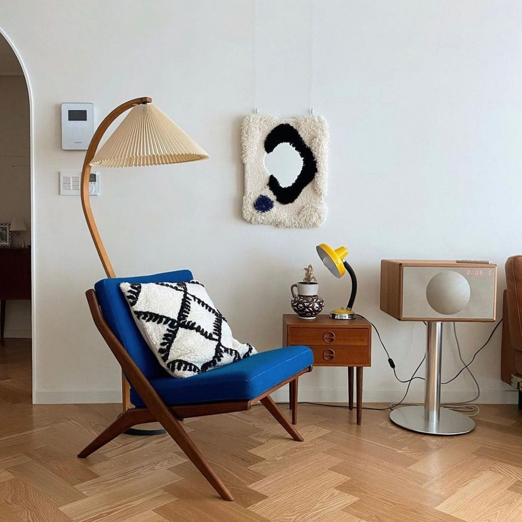 Scandinavian Floor Lamp | Beech Wood & Linen Shade in White, Beige, or Coffee for Modern Indoor Spaces