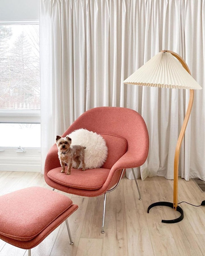 Scandinavian Floor Lamp | Beech Wood & Linen Shade in White, Beige, or Coffee for Modern Indoor Spaces