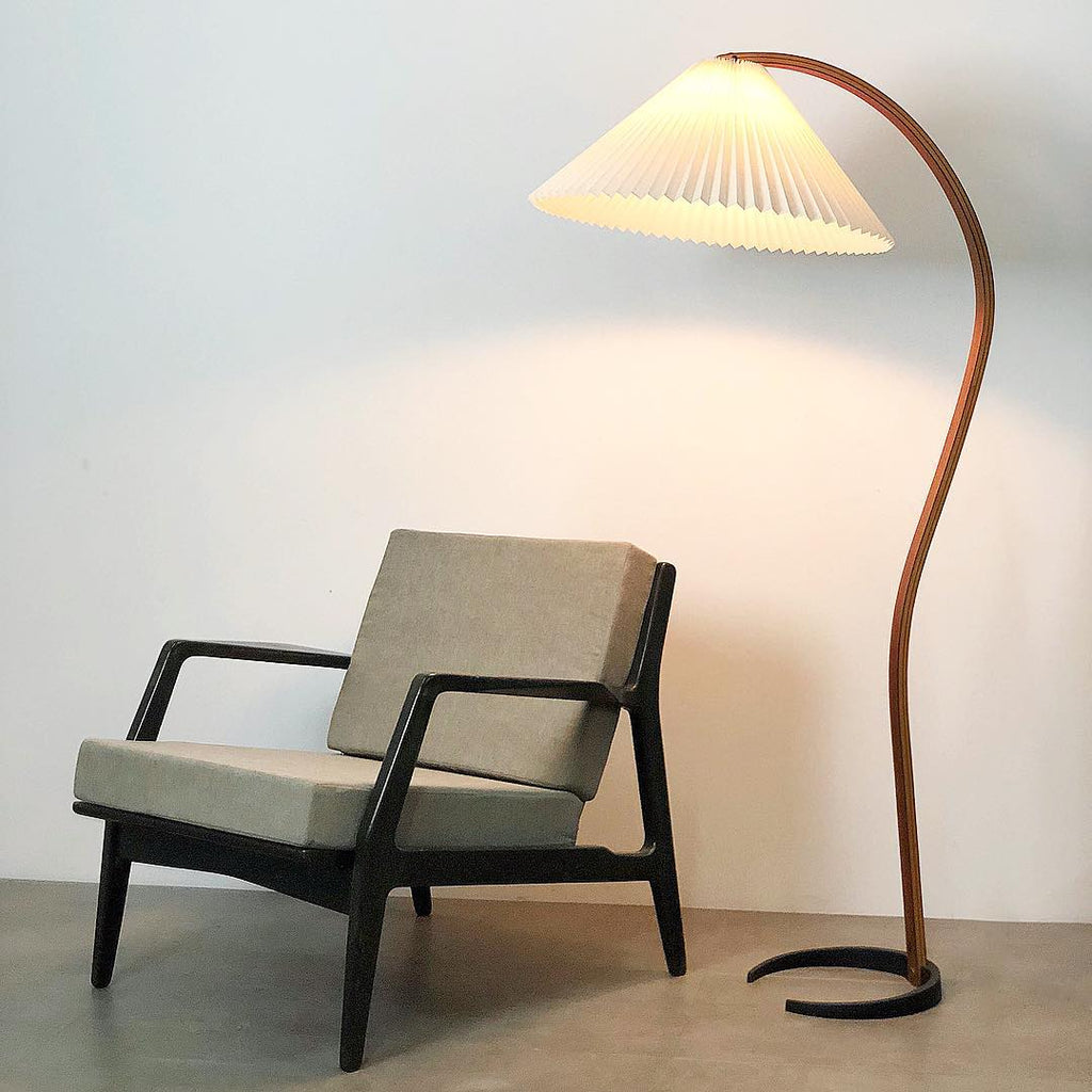 Scandinavian Floor Lamp | Beech Wood & Linen Shade in White, Beige, or Coffee for Modern Indoor Spaces
