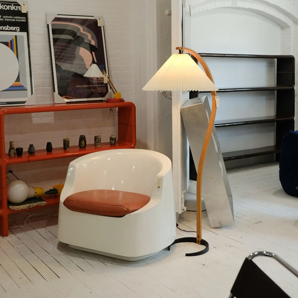 Scandinavian Floor Lamp | Beech Wood & Linen Shade in White, Beige, or Coffee for Modern Indoor Spaces