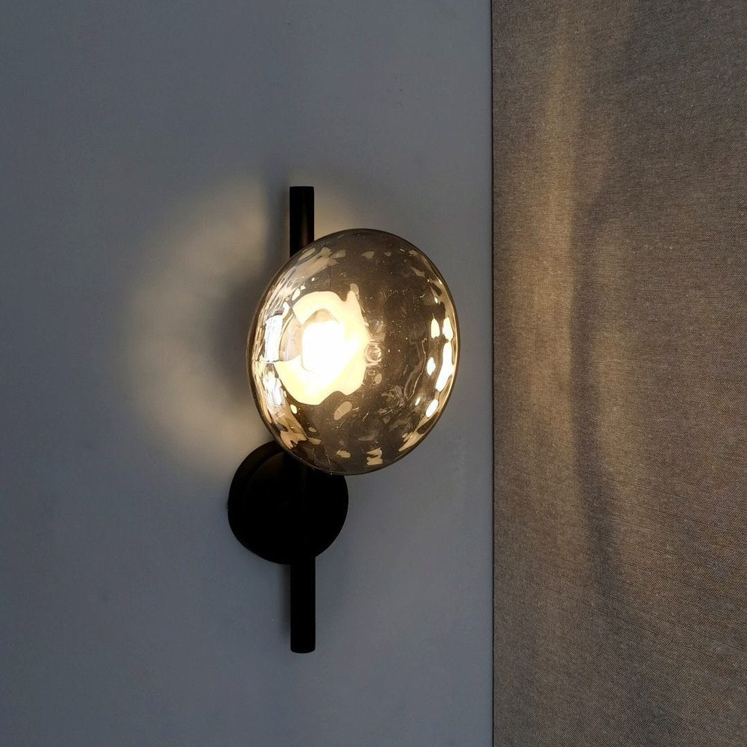 Glass Wall Sconce Light with Nordic Round Design for Bedroom, Living Room & Hallway Accent Lighting