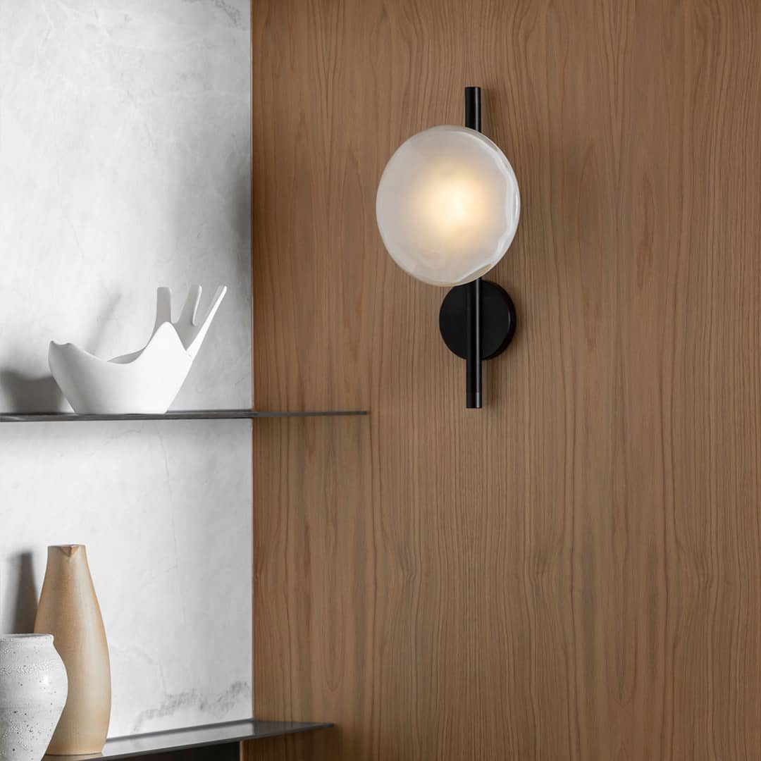 Glass Wall Sconce Light with Nordic Round Design for Bedroom, Living Room & Hallway Accent Lighting