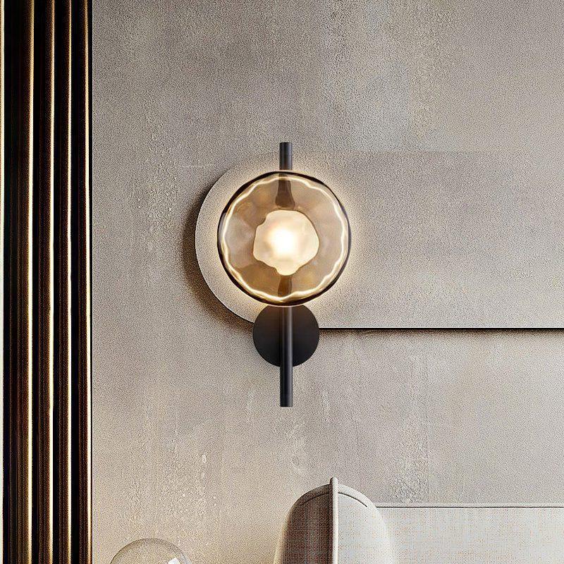 Glass Wall Sconce Light with Nordic Round Design for Bedroom, Living Room & Hallway Accent Lighting