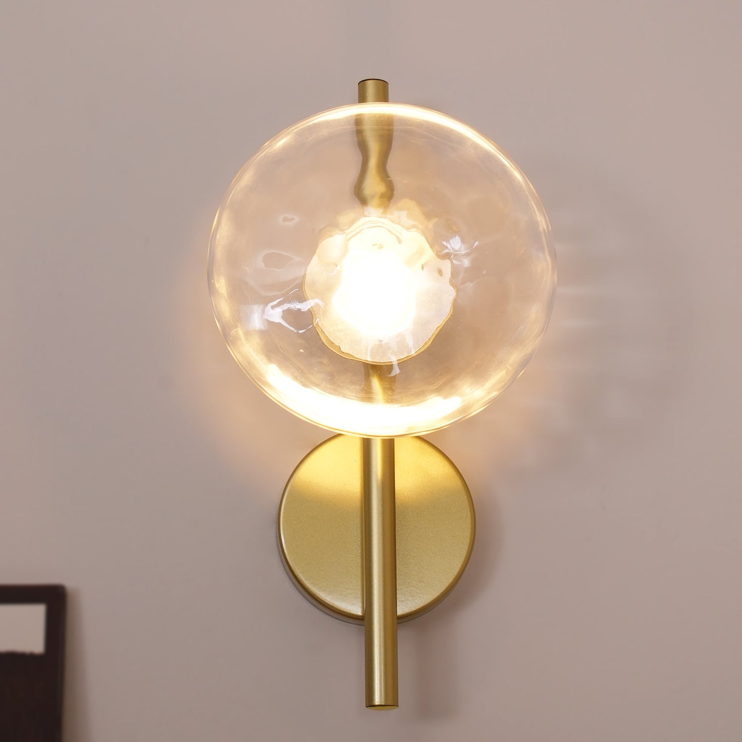 Glass Wall Sconce Light with Nordic Round Design for Bedroom, Living Room & Hallway Accent Lighting