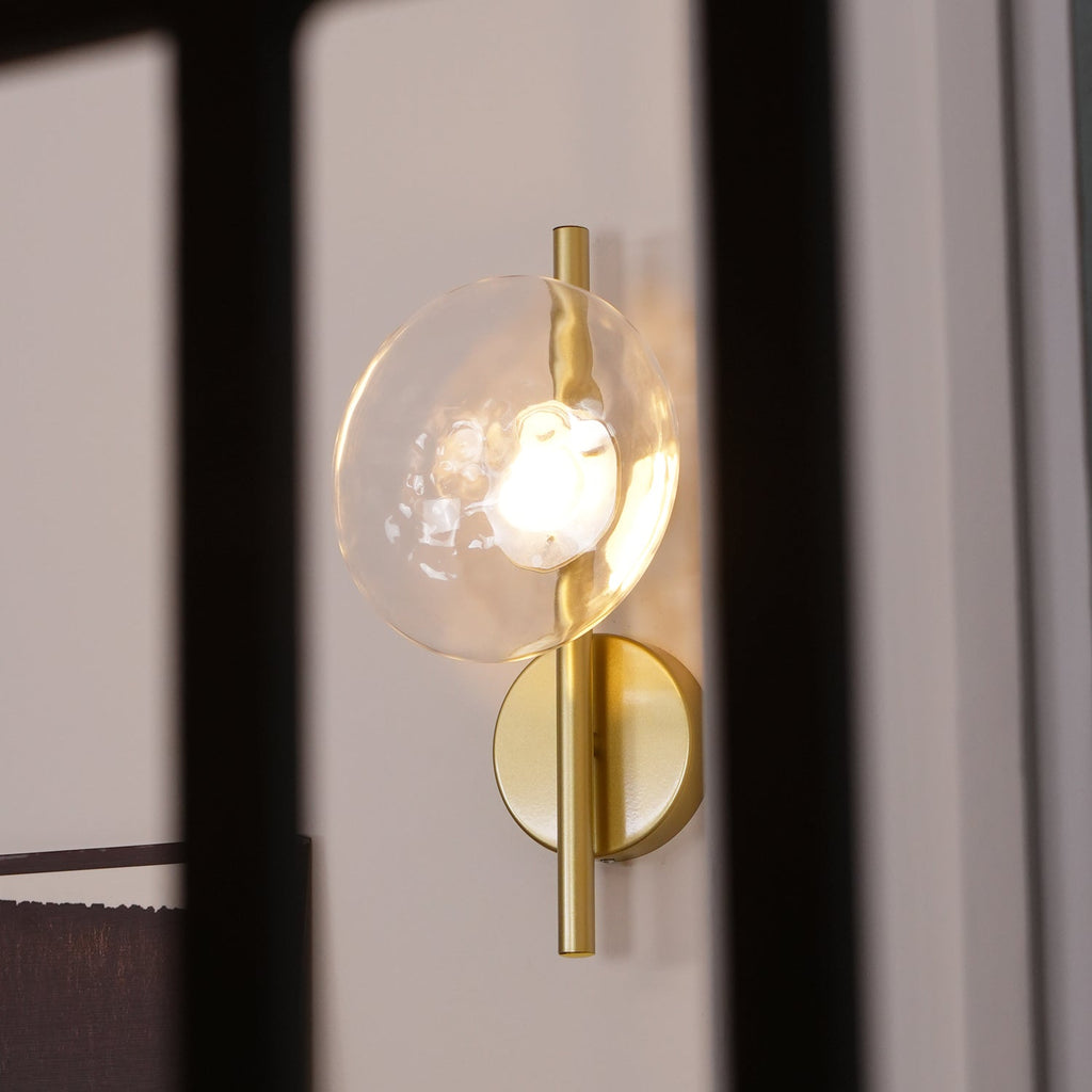 Glass Wall Sconce Light with Nordic Round Design for Bedroom, Living Room & Hallway Accent Lighting