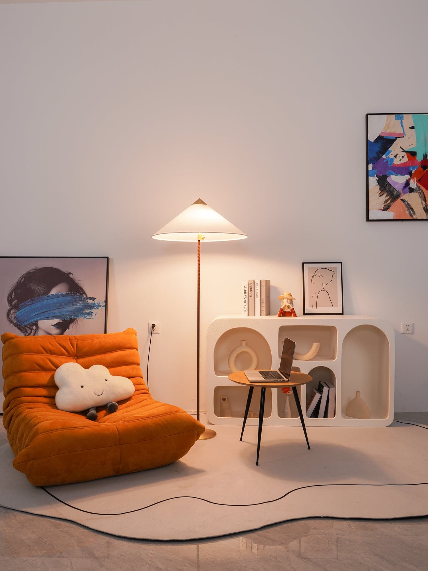 LED Chinese Hat Floor Lamp with Adjustable Height for Living Room & Bedroom Lighting