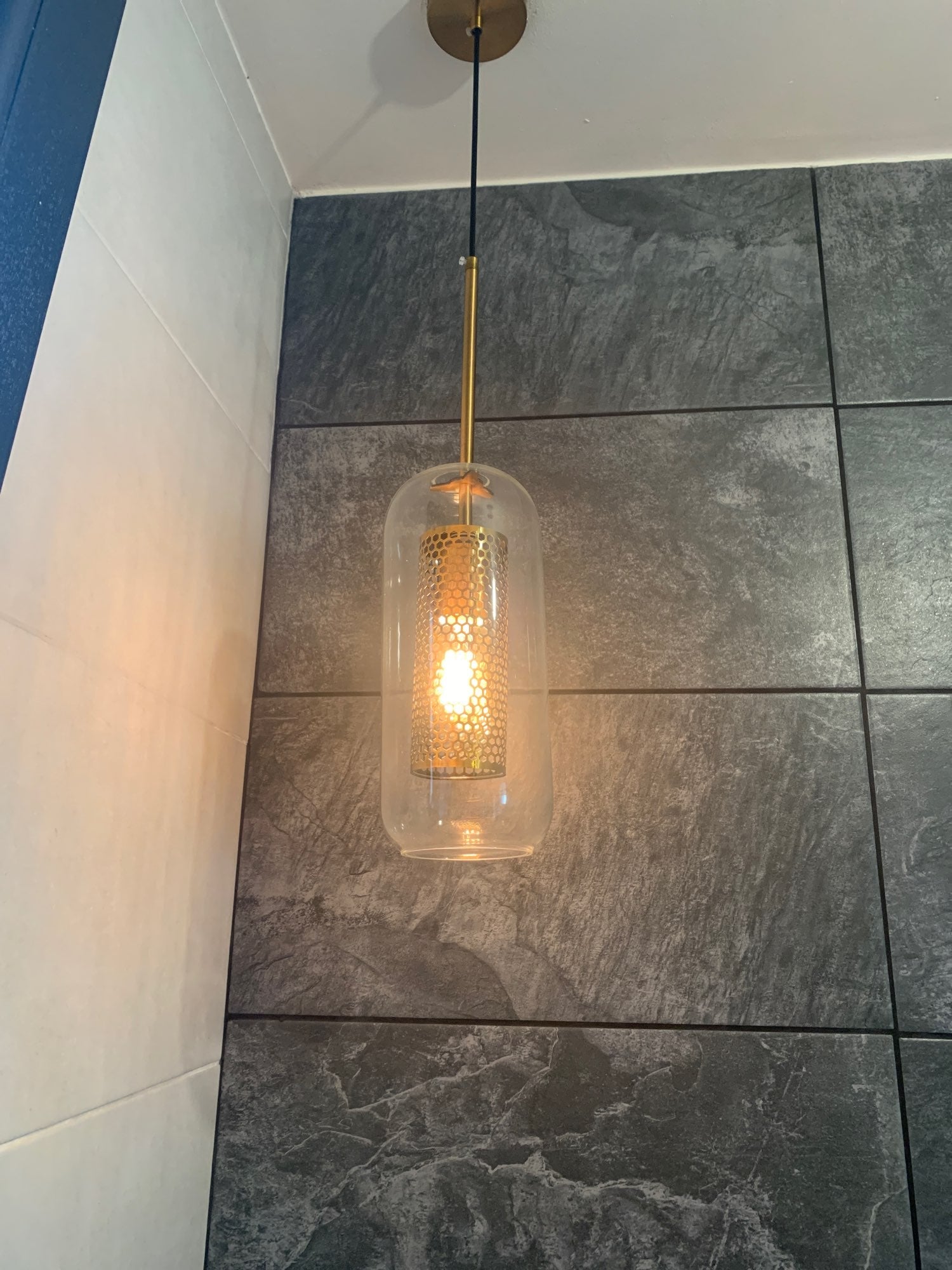 Glass Pendant Light Fixture - Modern Chiswick Design for Kitchen Island & Dining Room Lighting