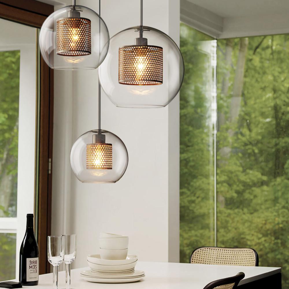 Glass Pendant Light Fixture - Modern Chiswick Design for Kitchen Island & Dining Room Lighting
