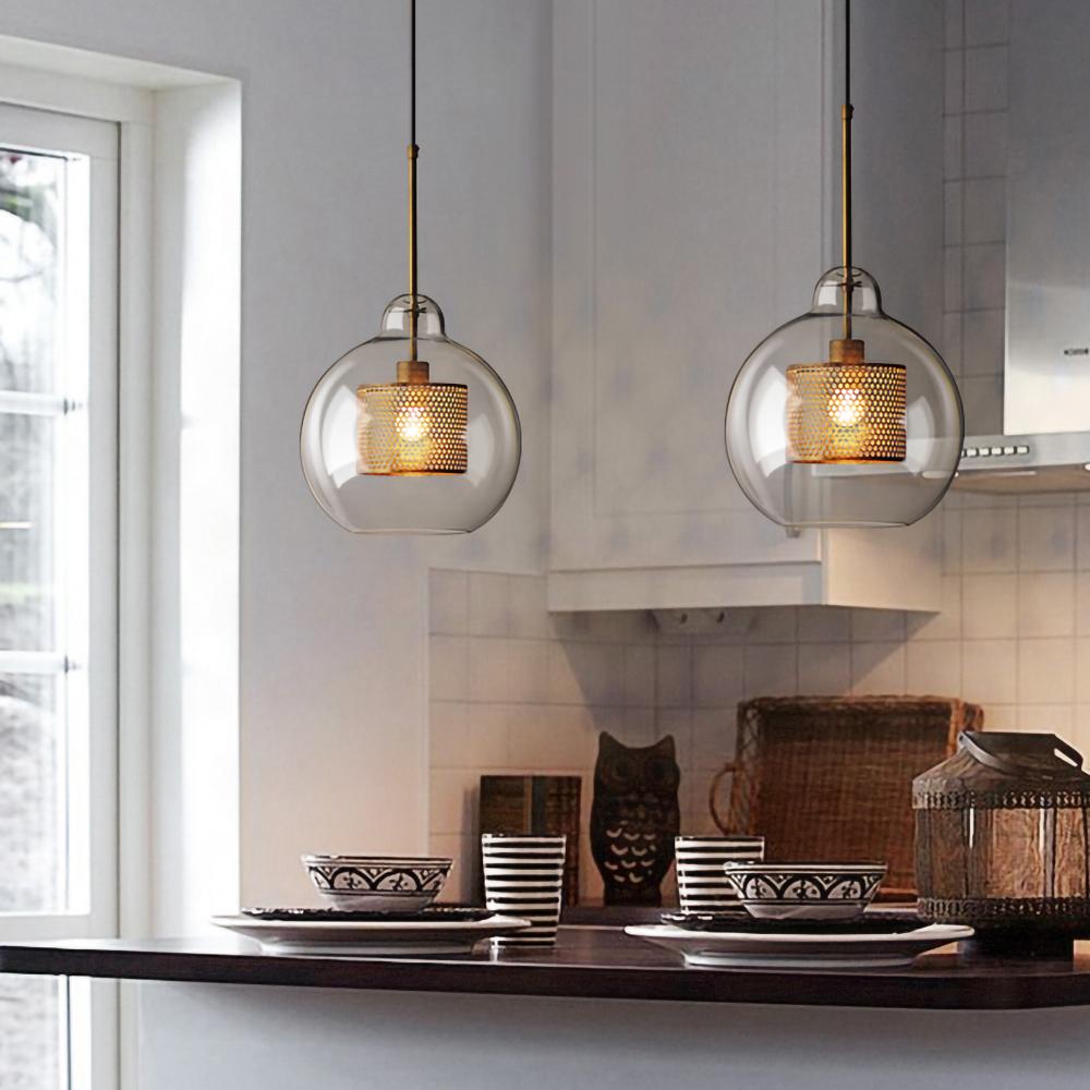 Glass Pendant Light Fixture - Modern Chiswick Design for Kitchen Island & Dining Room Lighting