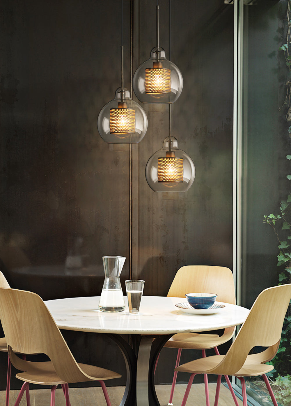 Glass Pendant Light Fixture - Modern Chiswick Design for Kitchen Island & Dining Room Lighting