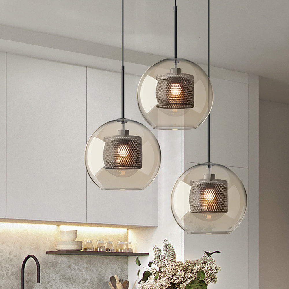 Glass Pendant Light Fixture - Modern Chiswick Design for Kitchen Island & Dining Room Lighting