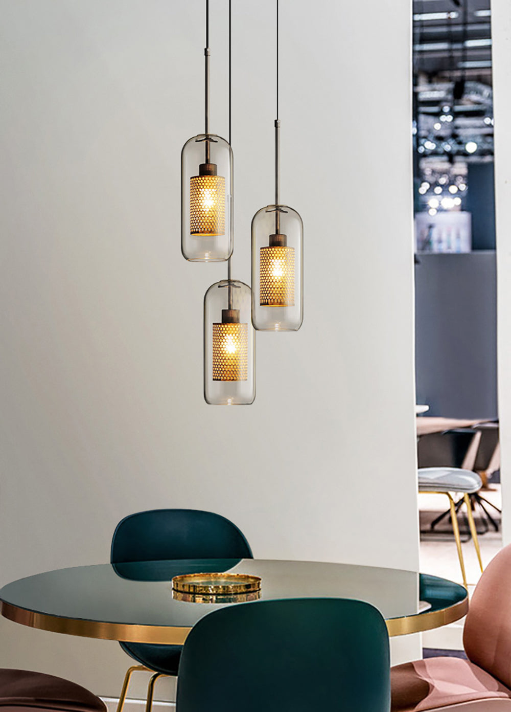 Glass Pendant Light Fixture - Modern Chiswick Design for Kitchen Island & Dining Room Lighting
