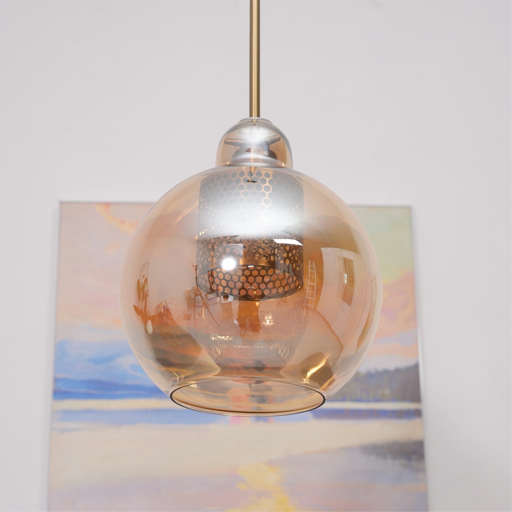 Glass Pendant Light Fixture - Modern Chiswick Design for Kitchen Island & Dining Room Lighting