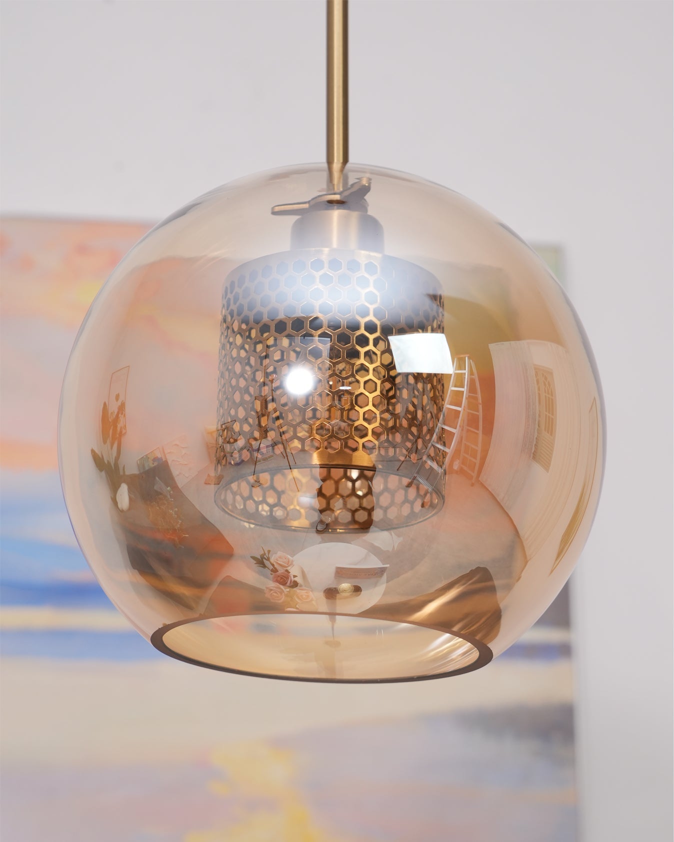 Glass Pendant Light Fixture - Modern Chiswick Design for Kitchen Island & Dining Room Lighting