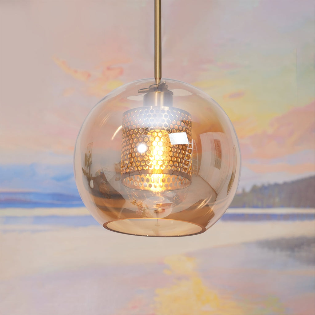 Glass Pendant Light Fixture - Modern Chiswick Design for Kitchen Island & Dining Room Lighting