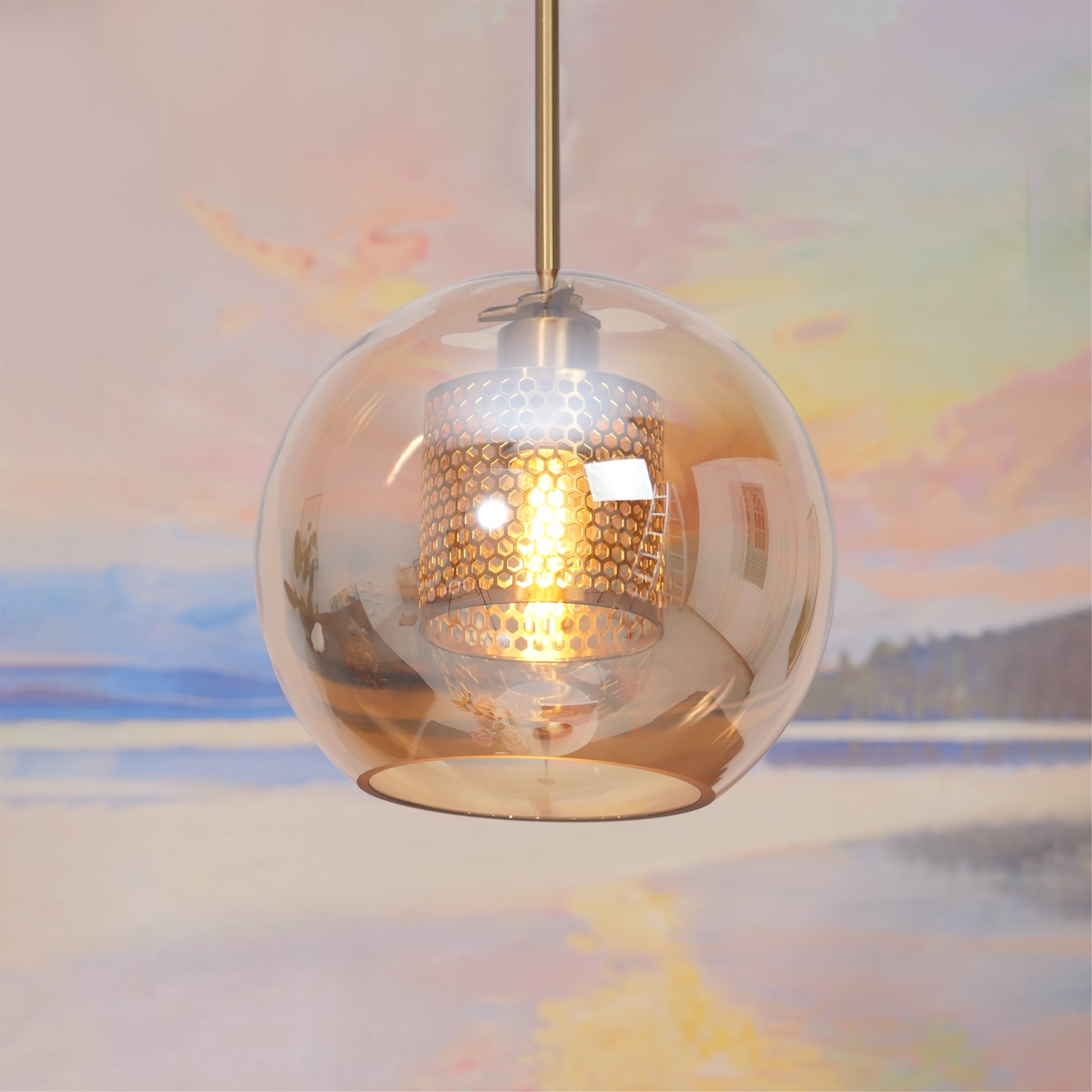 Glass Pendant Light Fixture - Modern Chiswick Design for Kitchen Island & Dining Room Lighting
