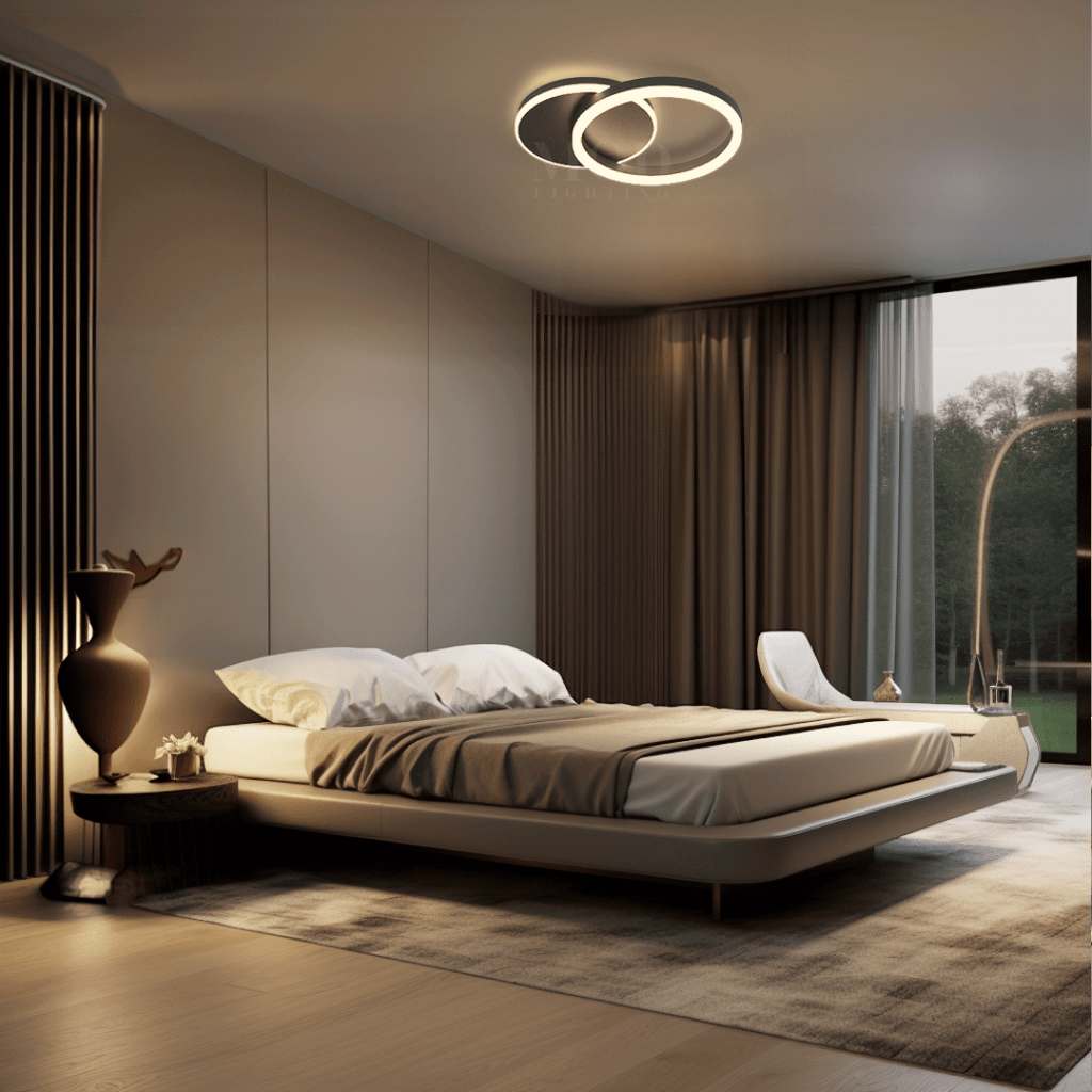 Modern LED Ceiling Light Fixture | Customizable 2–6 Ring Design in Gold or Black for Living Room, Bedroom or Hallway