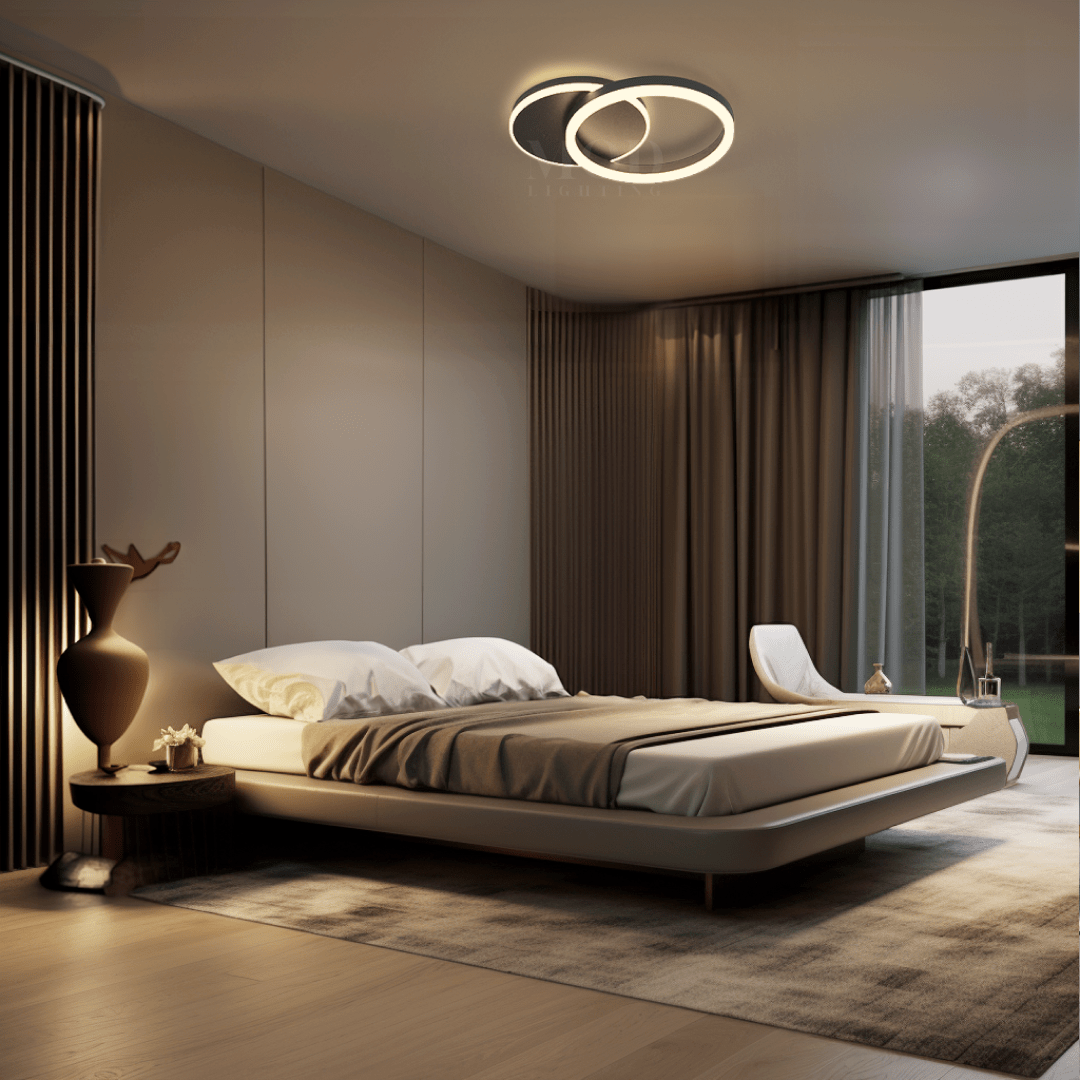 Modern LED Ceiling Light Fixture | Customizable 2–6 Ring Design in Gold or Black for Living Room, Bedroom or Hallway