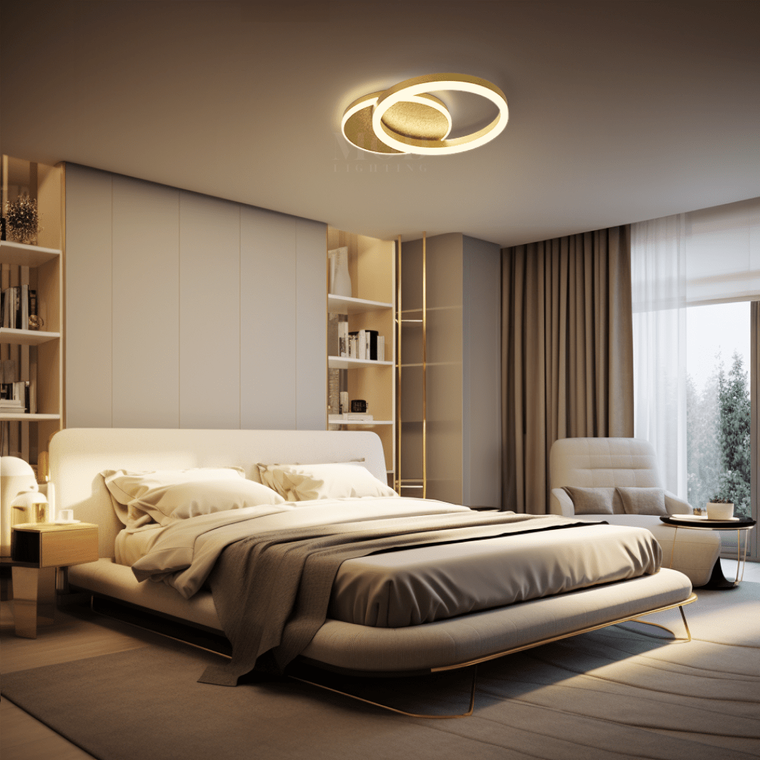 Modern Configurable Ceiling Light – 2–6 Circle Glam LED Fixture in Gold or Black for Living & Dining Rooms