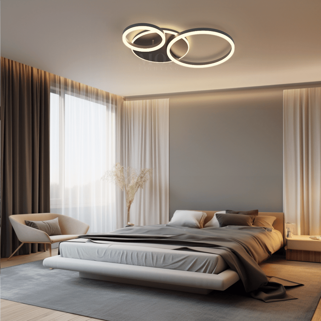 Modern LED Ceiling Light Fixture | Customizable 2–6 Ring Design in Gold or Black for Living Room, Bedroom or Hallway