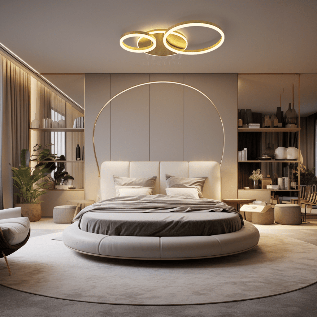 Modern LED Ceiling Light Fixture | Customizable 2–6 Ring Design in Gold or Black for Living Room, Bedroom or Hallway
