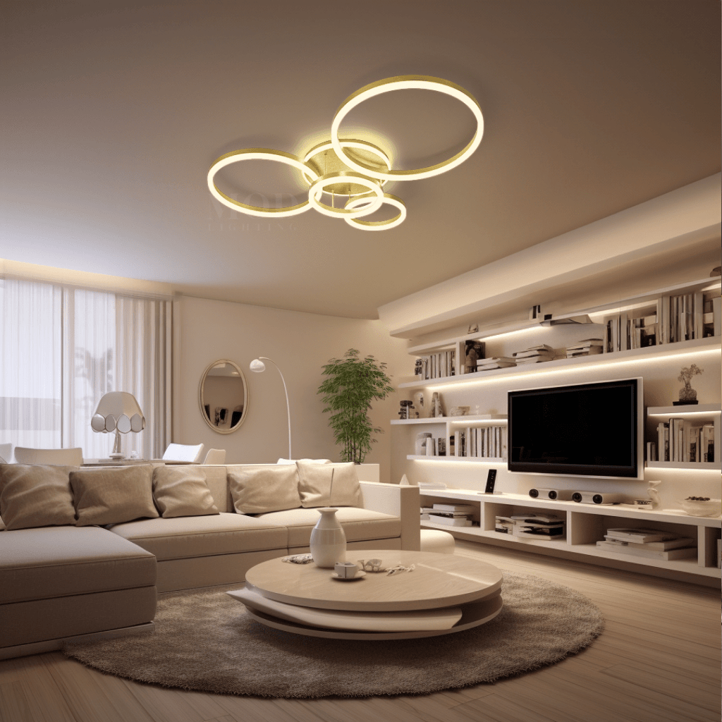 Modern LED Ceiling Light Fixture | Customizable 2–6 Ring Design in Gold or Black for Living Room, Bedroom or Hallway
