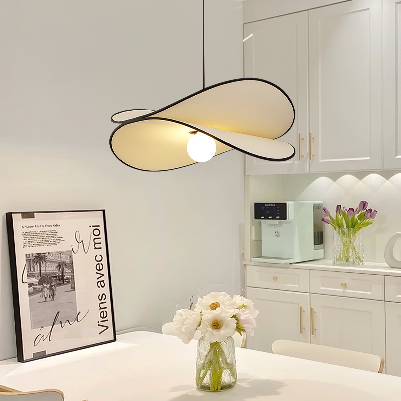 LED Pendant Light Fixture - Modern Industrial Design - Adjustable Height - Ideal for Kitchen, Dining Room & Living Spaces