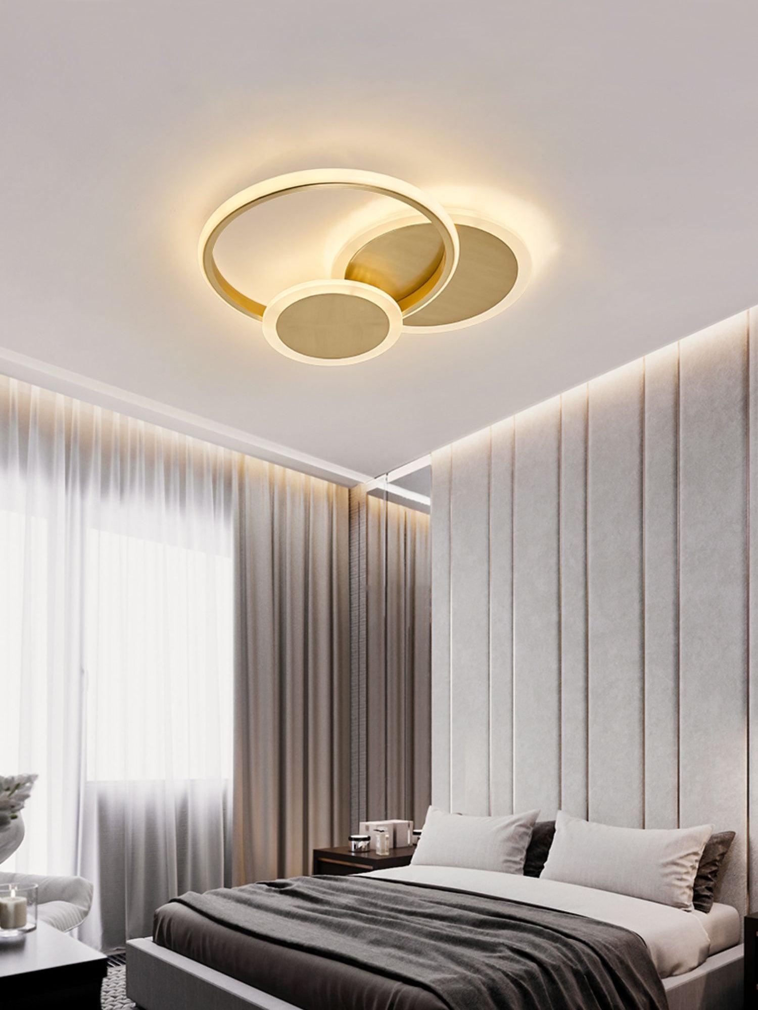 LED Ceiling Light | Gold Finish, 3 Lighting Rings & Ideal for Living Room, Dining Room, and Bedrooms