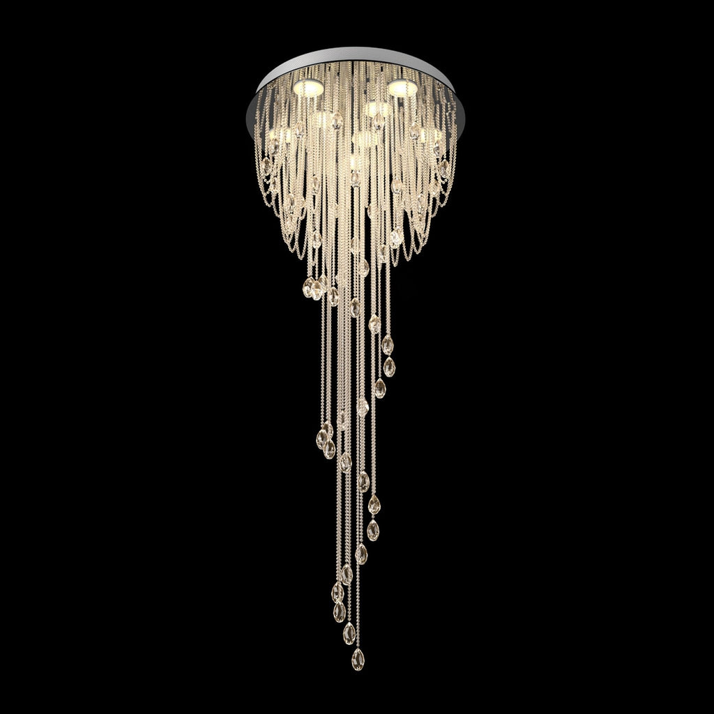 LED Spiral Chandelier | Crystal & Stainless Steel, Warm to Cool Light Options for Indoor Staircases