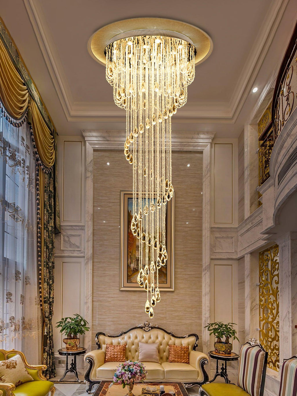 LED Spiral Chandelier | Crystal & Stainless Steel, Warm to Cool Light Options for Indoor Staircases