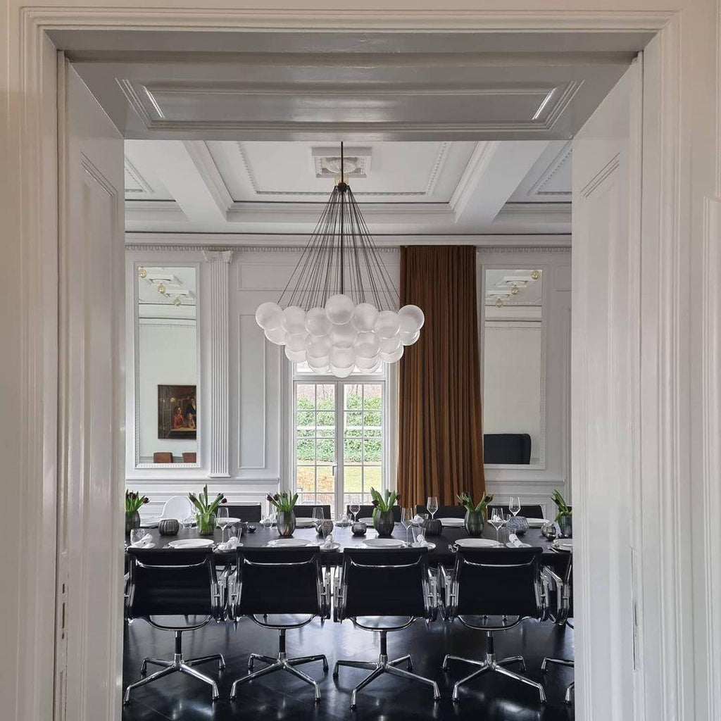 LED Bubble Chandelier Light Fixture - Modern Round Pendant for Dining Room & Living Room Decor