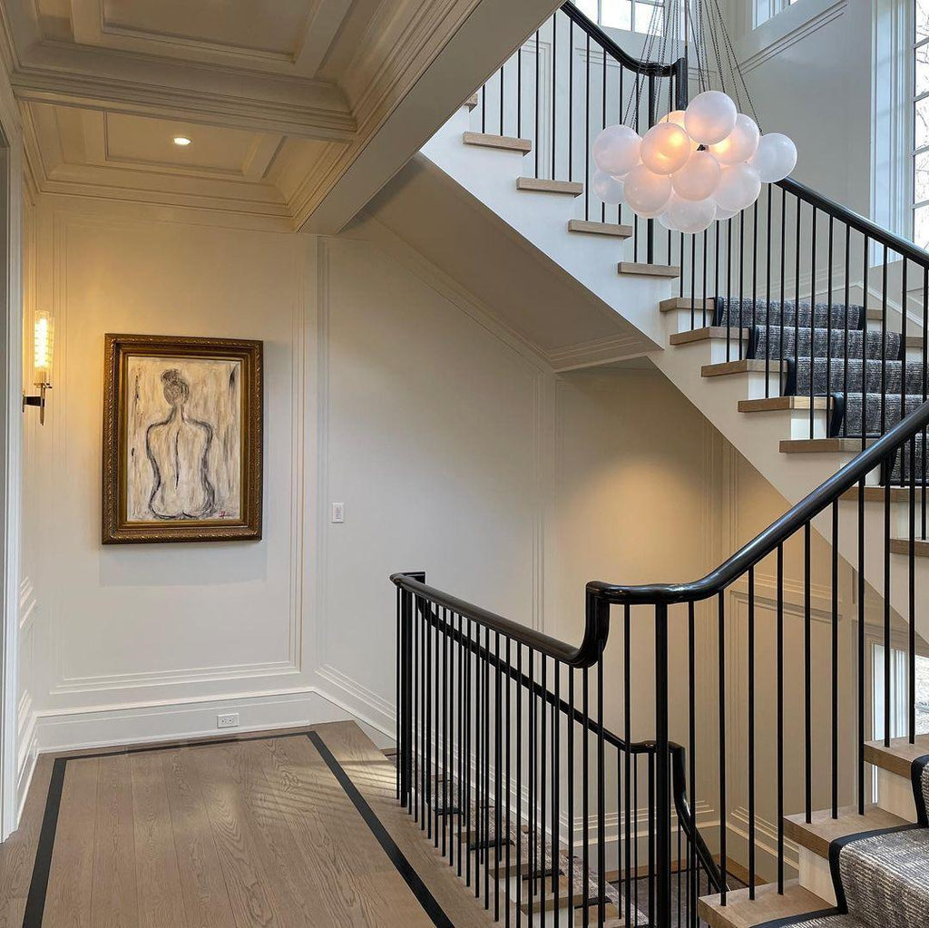 LED Bubble Chandelier Light Fixture - Modern Round Pendant for Dining Room & Living Room Decor