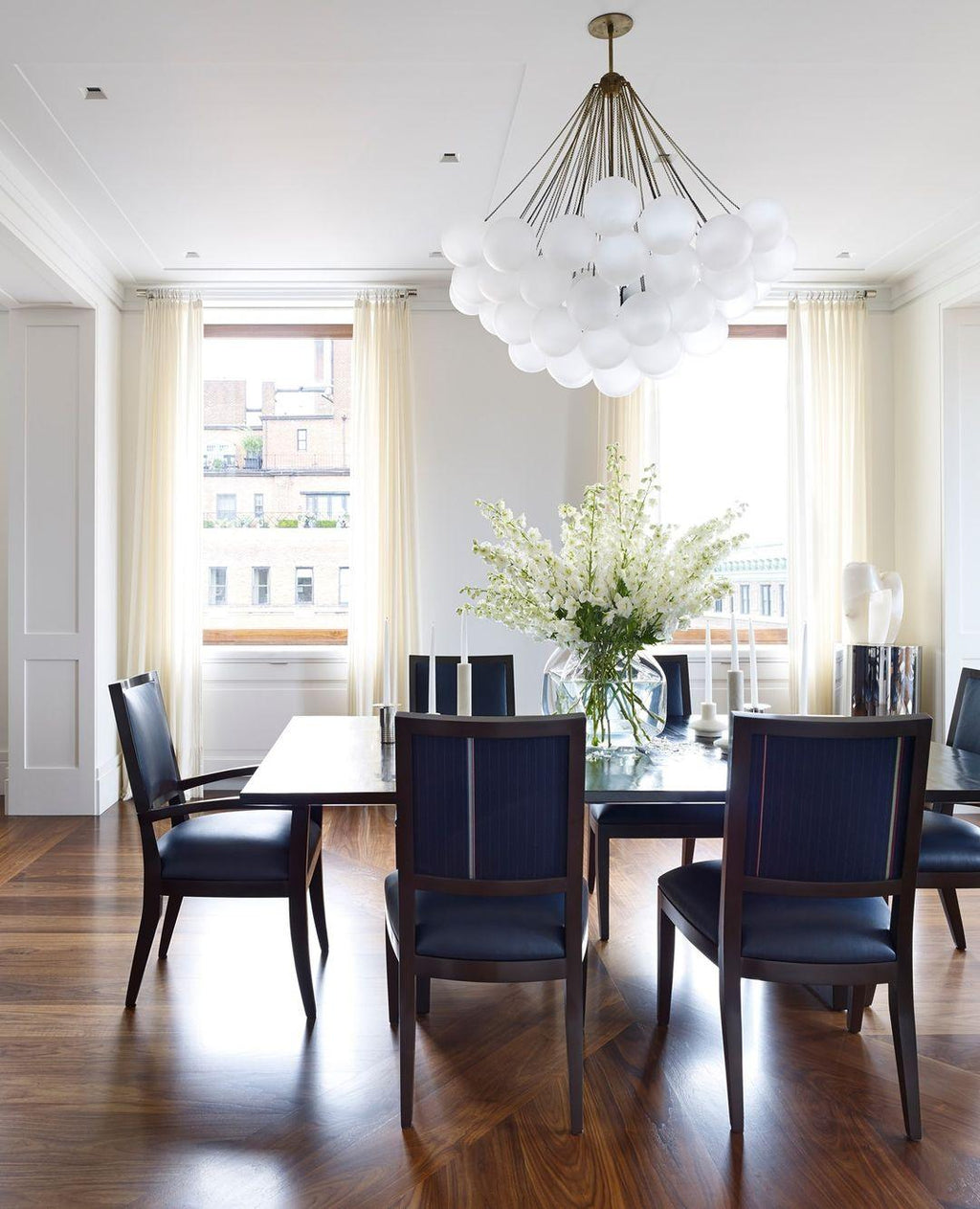 LED Bubble Chandelier Light Fixture - Modern Round Pendant for Dining Room & Living Room Decor