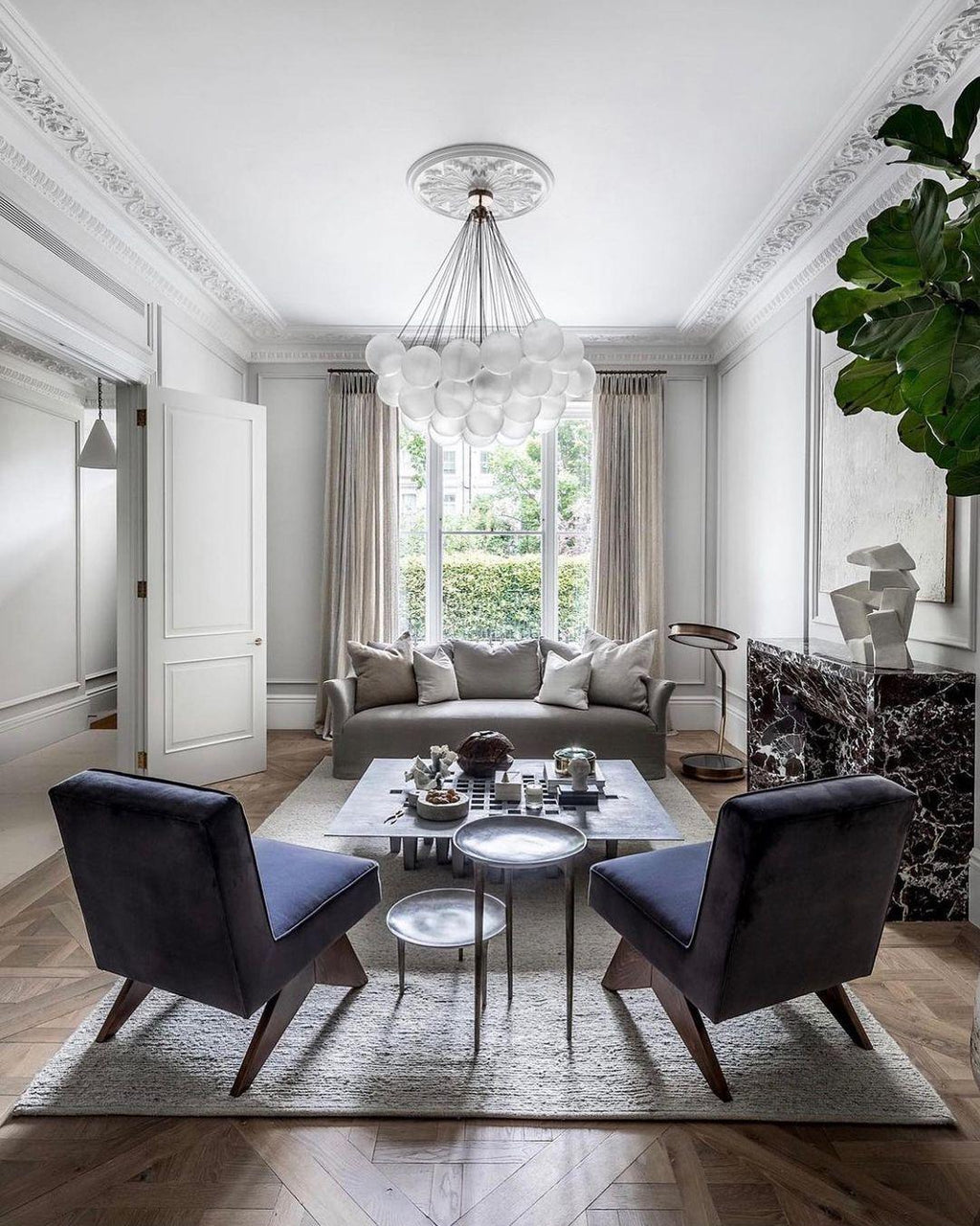 LED Bubble Chandelier Light Fixture - Modern Round Pendant for Dining Room & Living Room Decor